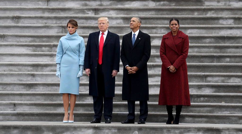 Tổng thống Donald Trump v&agrave; cựu Tổng thống Barack Obama c&ugrave;ng hai phu nh&acirc;n sau lễ nhậm chức của &ocirc;ng Trump, ng&agrave;y 20/1/2017. Ảnh: Rob Carr/Getty Images.