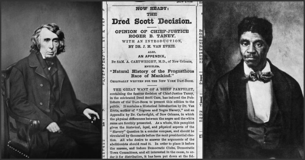 Ch&aacute;nh &aacute;n Roger B. Taney v&agrave; &ocirc;ng Dred Scott. Ảnh: judges.org.