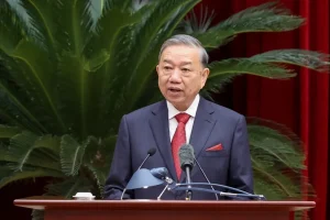 Tổng Bí thư Đảng Cộng sản Tô Lâm phát biểu bế mạc Hội nghị Trung ương 15, ngày 23/12/2025 tại Hà Nội. Ảnh: Báo điện tử Chính phủ.