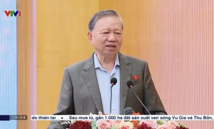 Ông Tô Lâm phát biểu tại Hà Nội, ngày 15/12/2025. Ảnh: VTV / Chụp màn hình.