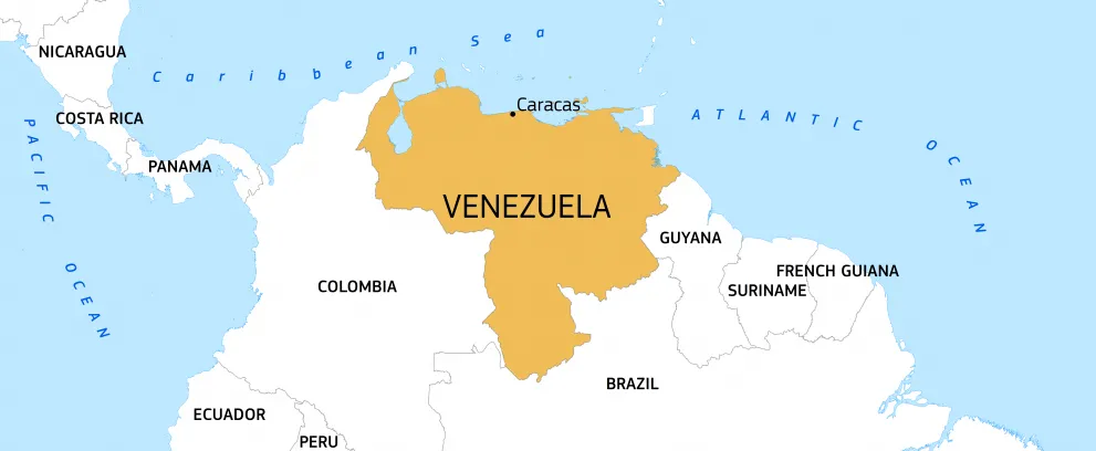 Vị trí của Venezuela trên bản đồ. Ảnh: European Commission.