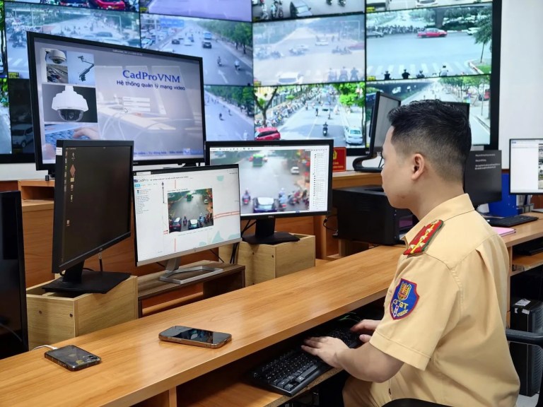 Hệ thống camera giám sát AI của công an Hà Nội. Nguồn ảnh: Công an TP. Hà Nội.