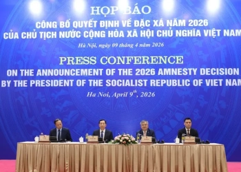 Lễ công bố quyết định về đặc xá của Chủ tịch Tô Lâm, ngày 9/4/2026 tại Hà Nội. Ảnh: VGP.