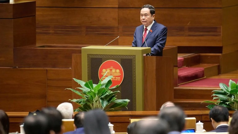 Chủ tịch Quốc hội Trần Thanh Mẫn trong một phiên họp Quốc hội. Nguồn ảnh: Media Quốc hội.