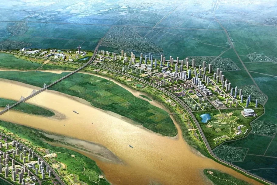 Phối cảnh khu vực 2 phía bắc sông Hồng trong dự án quy hoạch cơ bản phát triển sông Hồng do Seoul và Hà Nội phối hợp thực hiện.